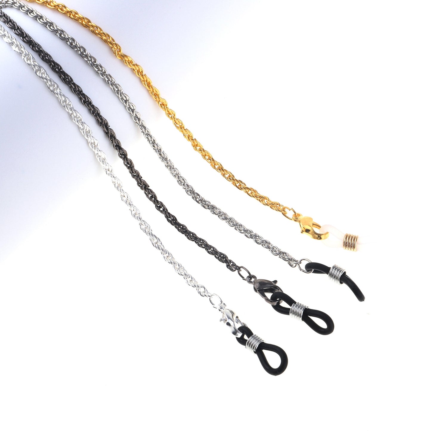 Metal Glasses Chain Lanyard with Hemp Flowers - Color Options Available