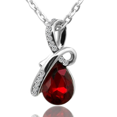 Water Droplet Gemstone Pendant Necklace for Women