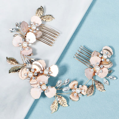 Wedding Luxury Handmade Pearl Rhinestone Hair Comb Set