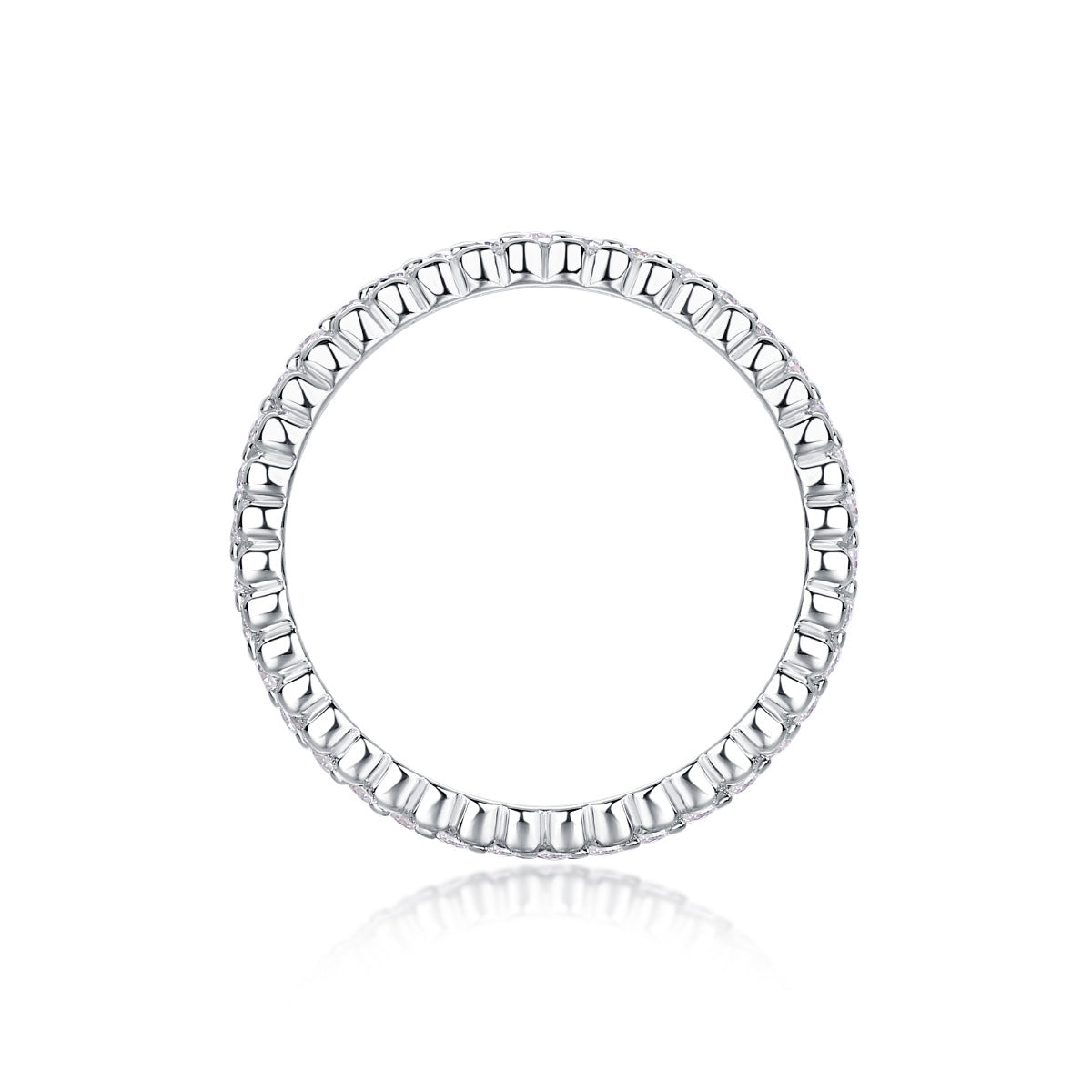 White Gold Plated Sterling Silver Moissanite Pave Set Ring