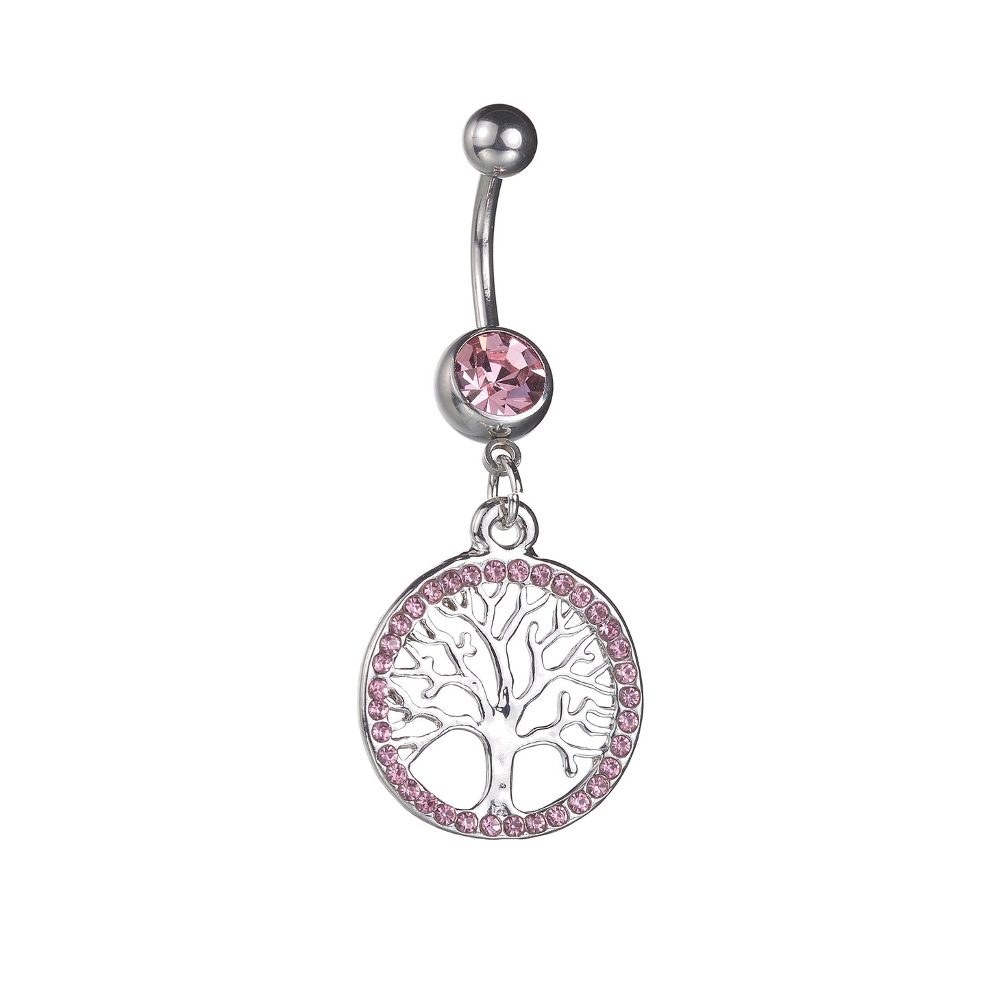 Wholesale Artistic Cool Style Tree Stainless Steel Artificial Diamond Belly Ring