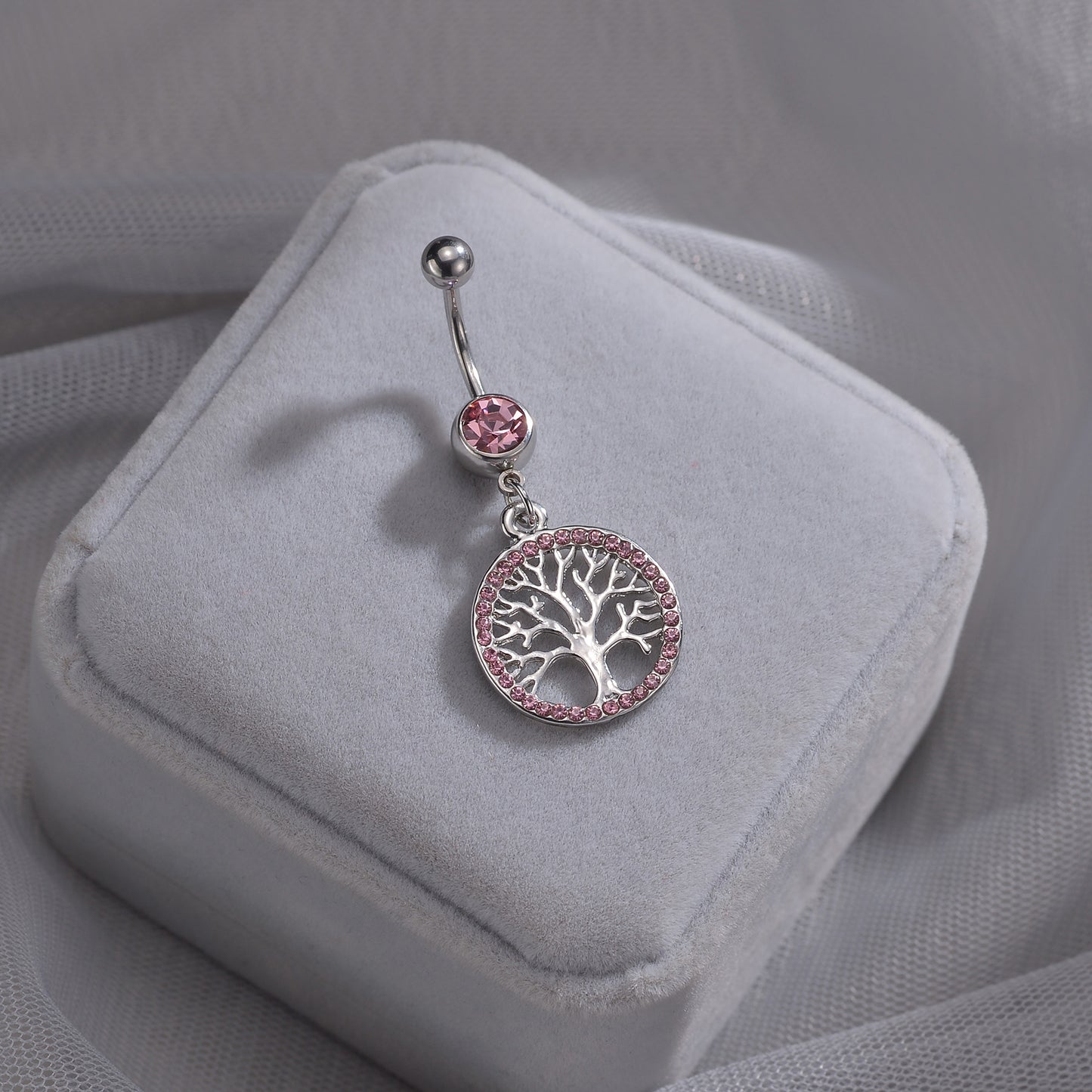 Wholesale Artistic Cool Style Tree Stainless Steel Artificial Diamond Belly Ring