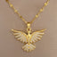 Eagle and Phoenix 18K Gold Plated Zircon Pendant Necklace in Stainless Steel