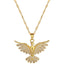 Eagle and Phoenix 18K Gold Plated Zircon Pendant Necklace in Stainless Steel