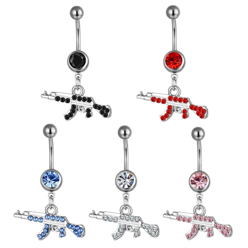 Wholesale Body Piercing Jewelry Gun-shaped Geometric Small Pendant Navel Ring