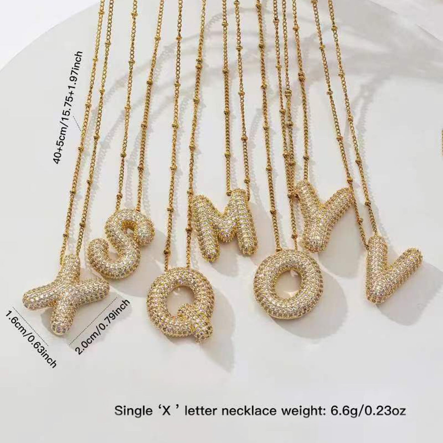 Wholesale Hip-Hop Rock Letter Zircon Pendant Necklace - 18K Gold Plated Stainless Steel with Copper Inlay