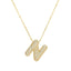 Wholesale Hip-Hop Rock Letter Zircon Pendant Necklace - 18K Gold Plated Stainless Steel with Copper Inlay