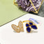 Wholesale Butterfly Zircon 18K Gold Plated Open Ring with Lapis Lazuli Accents