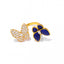 Wholesale Butterfly Zircon 18K Gold Plated Open Ring with Lapis Lazuli Accents