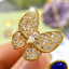 Wholesale Butterfly Zircon 18K Gold Plated Open Ring with Lapis Lazuli Accents