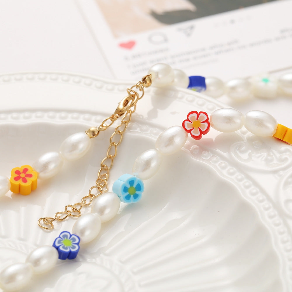 Creative Simple Flower Pearl Necklace for Women