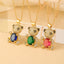 Cute Bear Zircon Pendant Necklace - Gold Plated Stainless Steel