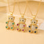 Cute Bear Zircon Pendant Necklace - Gold Plated Stainless Steel