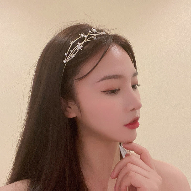 Diamond-Studded Pearl Star Hair Band - Fashionable Star Hair Accessories for Women