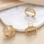 Elegant Geometric 18K Gold Plated Zircon and Pearl Ring