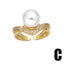 Elegant Geometric 18K Gold Plated Zircon and Pearl Ring