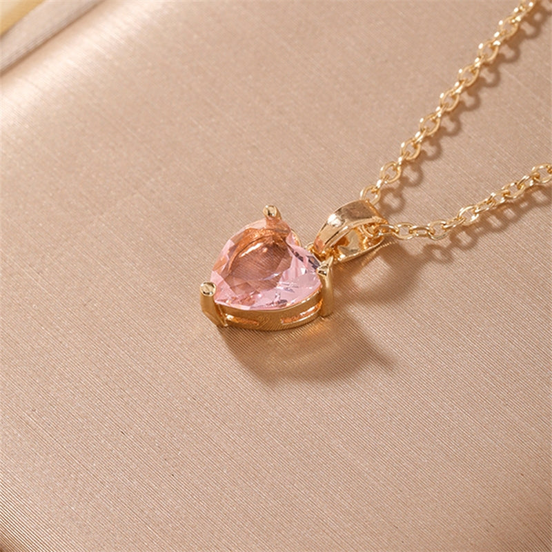 Elegant Heart Shape Gold Plated Zircon Pendant Necklace