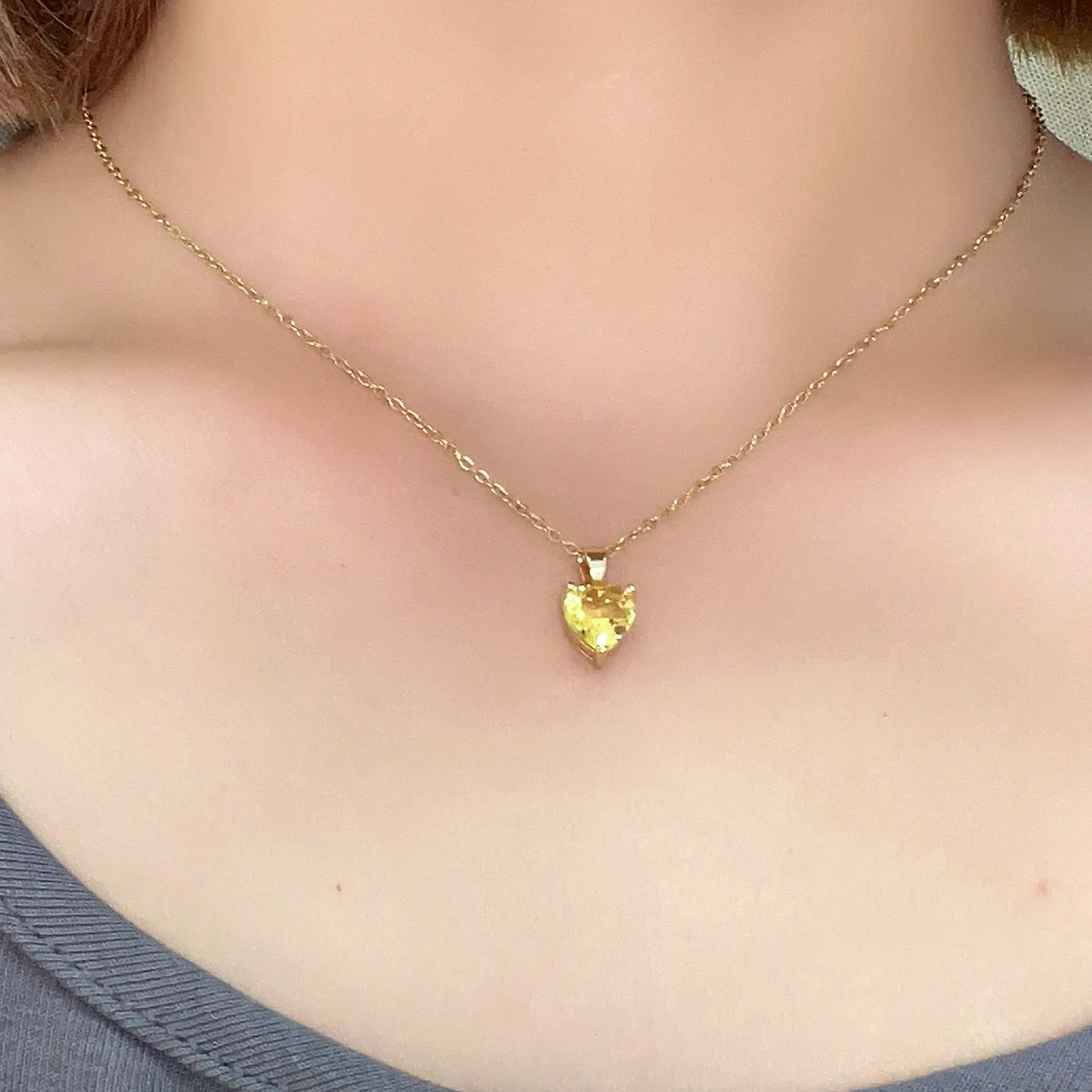 Elegant Heart Shape Gold Plated Zircon Pendant Necklace