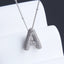 Elegant Zircon Letter Pendant Necklace - 304 Stainless Steel with Copper Plating