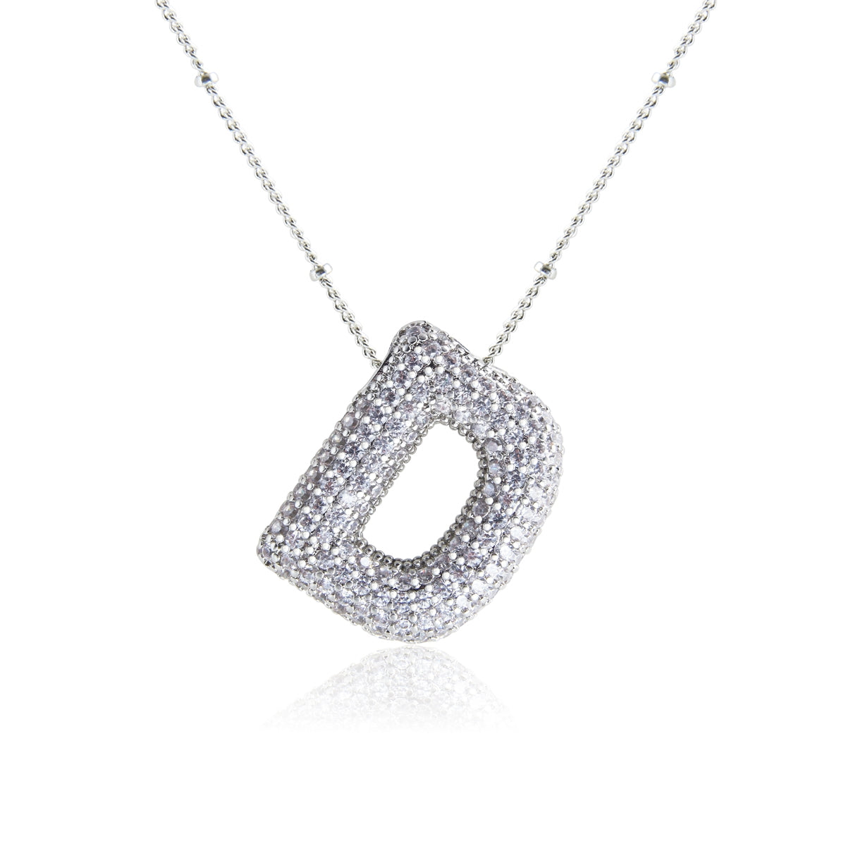 Elegant Zircon Letter Pendant Necklace - 304 Stainless Steel with Copper Plating