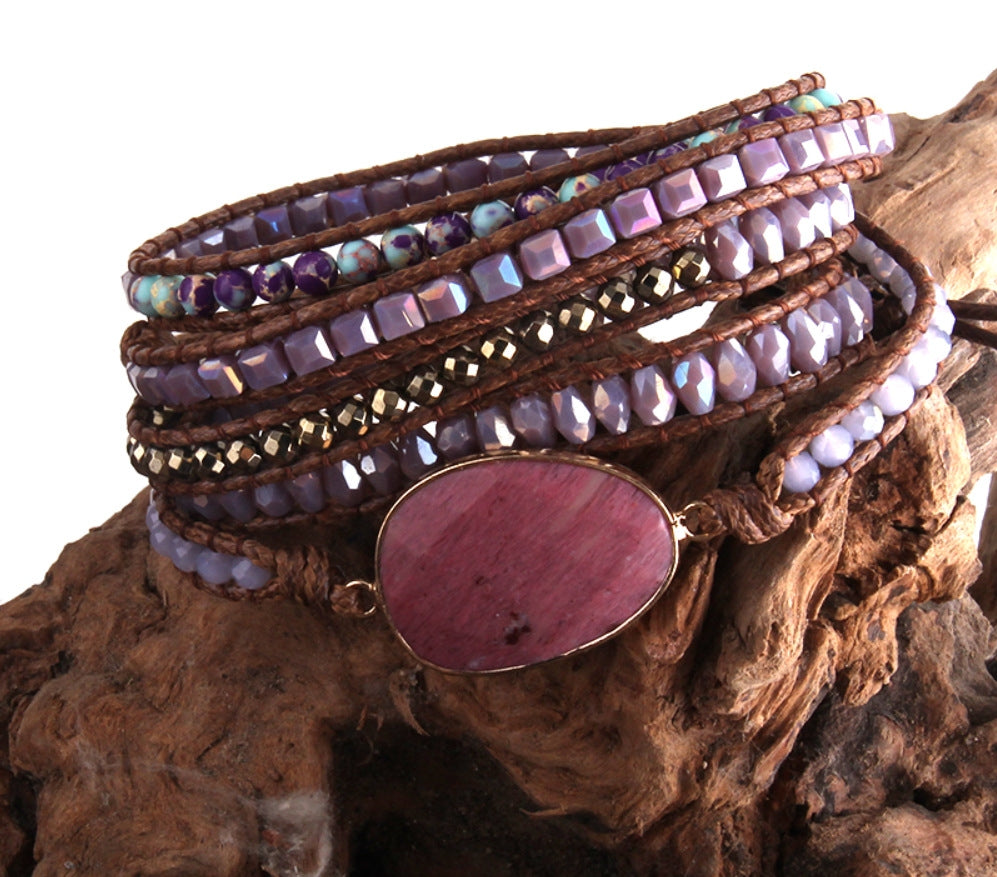 Ethnic Style Natural Stone Beaded Multi-Layer Wrap Bracelet