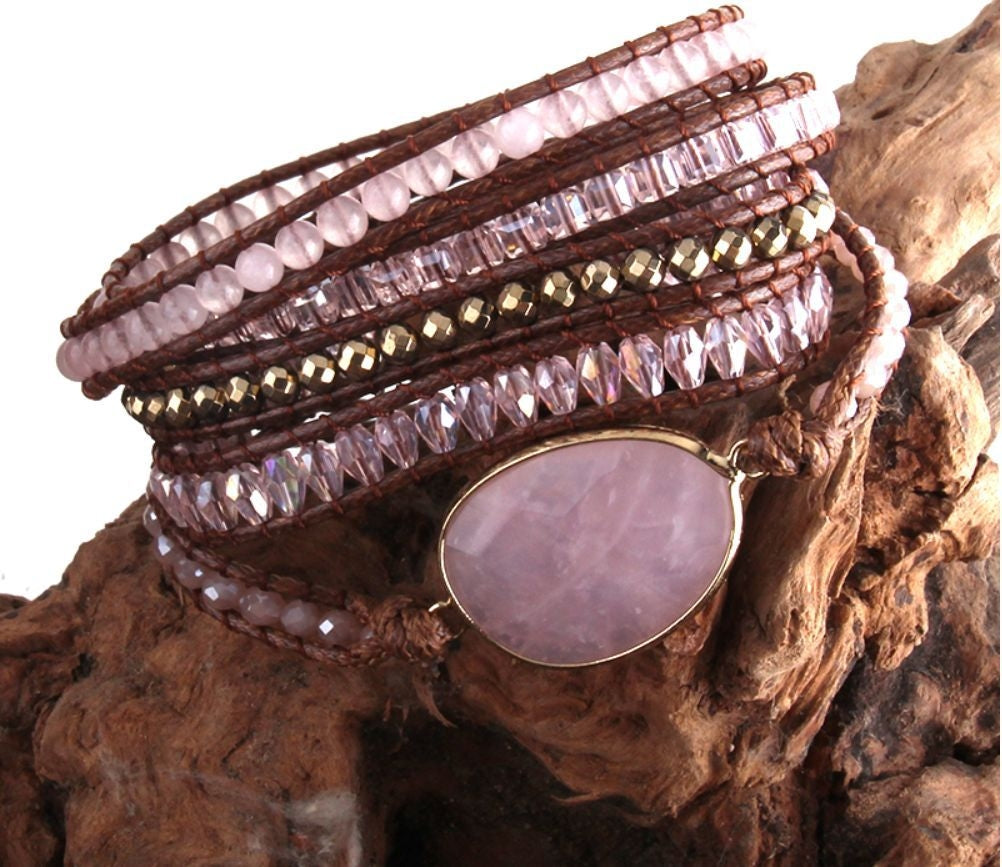 Ethnic Style Natural Stone Beaded Multi-Layer Wrap Bracelet