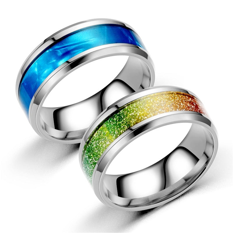 Wholesale Fashion Titanium Steel Micro-inlaid Dripping Oil Couple Ring