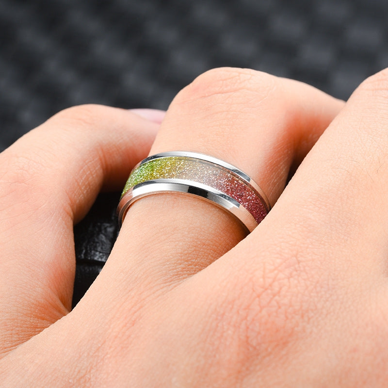 Wholesale Fashion Titanium Steel Micro-inlaid Dripping Oil Couple Ring