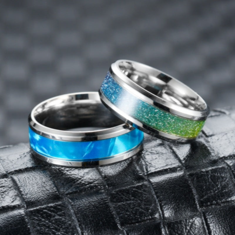 Wholesale Fashion Titanium Steel Micro-inlaid Dripping Oil Couple Ring