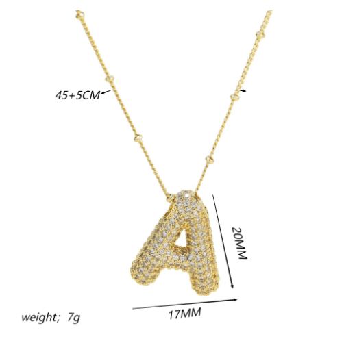 Korean Style Gold Plated Zircon Letter Pendant Necklace