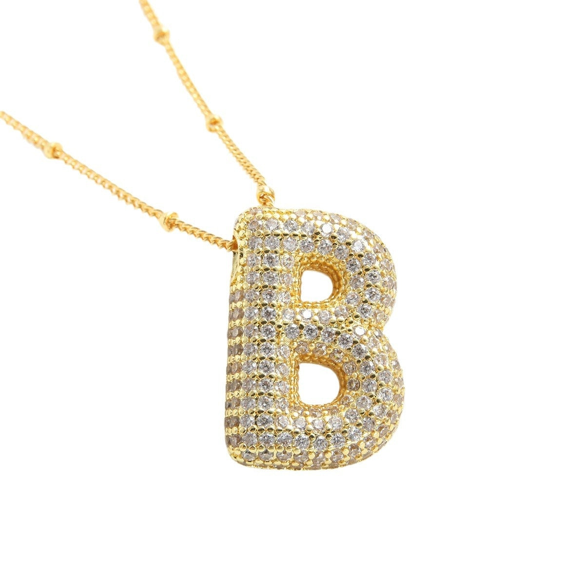 Korean Style Gold Plated Zircon Letter Pendant Necklace