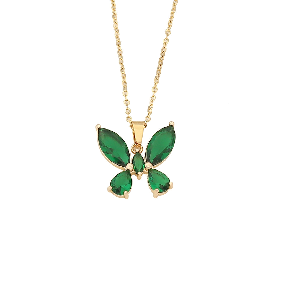 IG Style Shiny Butterfly 18K Gold Plated Stainless Steel Pendant Necklace