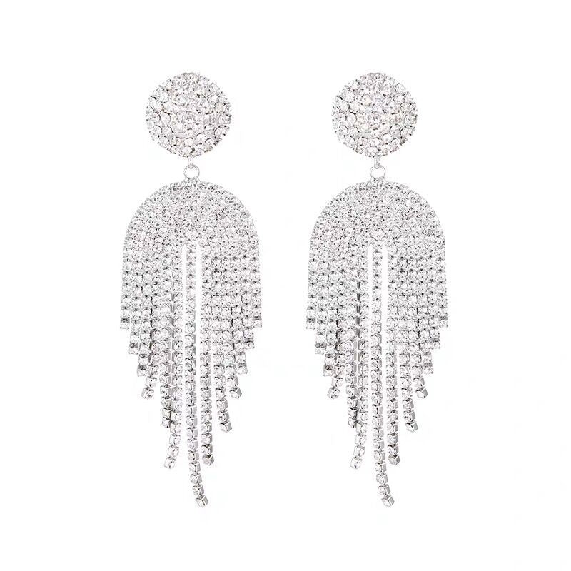 Luxurious Rhinestone Tassel Chandelier Earrings for Women