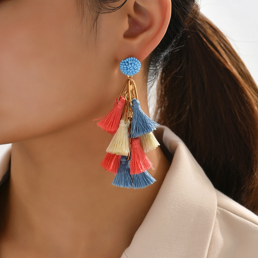 Retro Bohemian Shell Beaded Drop Earrings