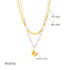 Baroque Butterfly Pearl 18k Gold Plated Layered Necklace with Heart and Starburst Pendant