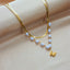 Baroque Butterfly Pearl 18k Gold Plated Layered Necklace with Heart and Starburst Pendant