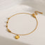 18K Gold Plated Stainless Steel Heart Beaded Anklet