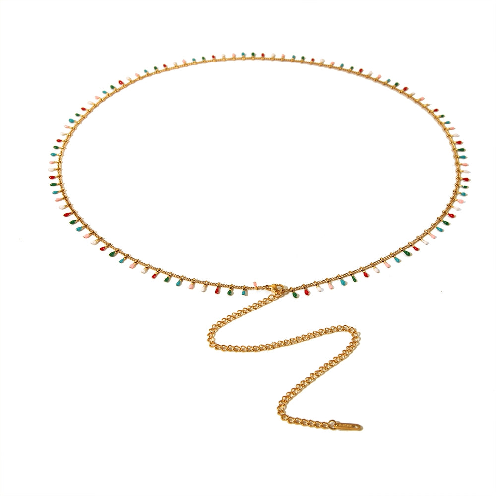 Wholesale Bohemian Geometric 18K Gold Plated Stainless Steel Multilayer Waist Chain Necklace