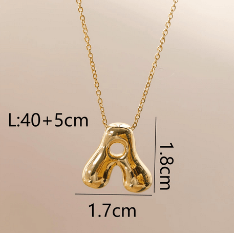 18K Gold Plated Stainless Steel Alphabet Pendant Necklace