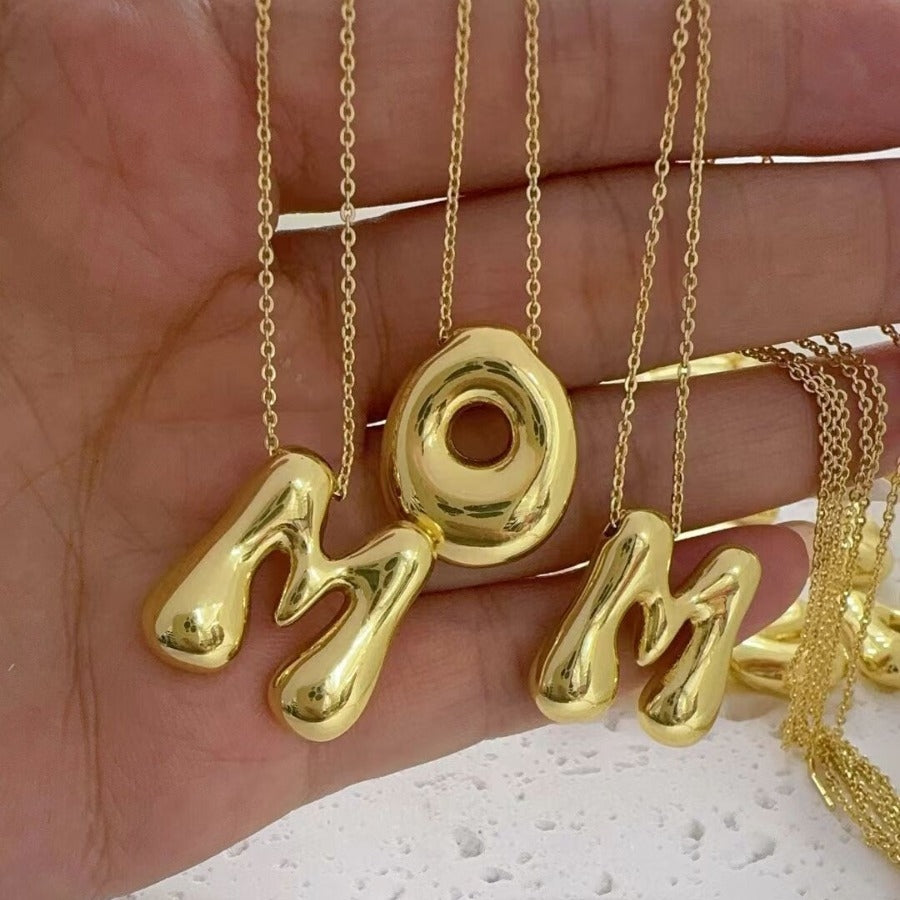 18K Gold Plated Stainless Steel Alphabet Pendant Necklace