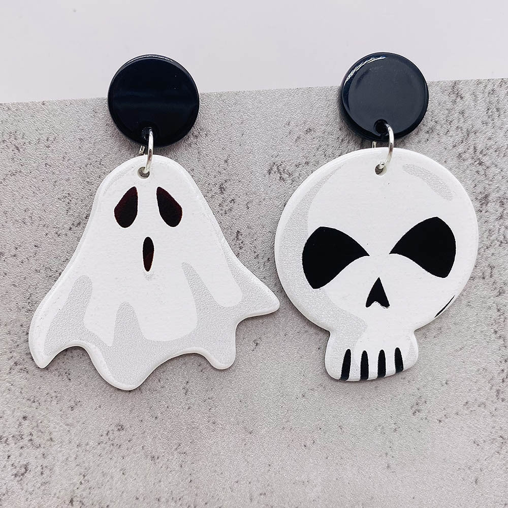 Wholesale Jewelry Cartoon Style Square Skull Arylic Drop Earrings