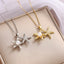 Stainless Steel Starfish Pearl Zircon Pendant Necklace