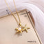 Stainless Steel Starfish Pearl Zircon Pendant Necklace