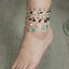 Handmade Irregular Natural Stone Anklet with Raffia Rainbow Beads