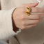 Baroque Minimalist S Shape 18K Gold Plated Titanium Steel Asymmetric Rings for Women