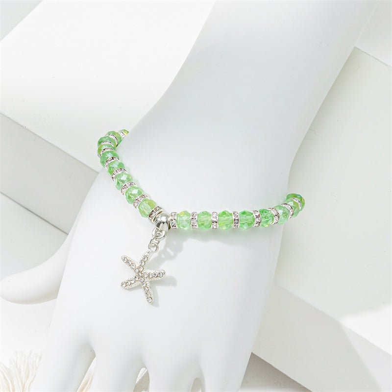 Starfish Crystal Beaded Bracelet - Colorful Handmade Elastic Jewelry