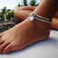 Geometric Alloy Leather Rope Anklet with Round Pendant Bohemian Beach Jewelry