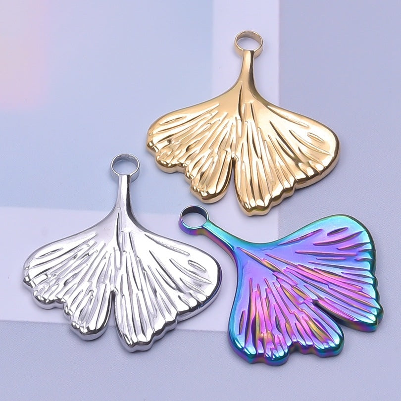 Ginkgo Leaf 18K Gold Plated Stainless Steel Pendant Necklace