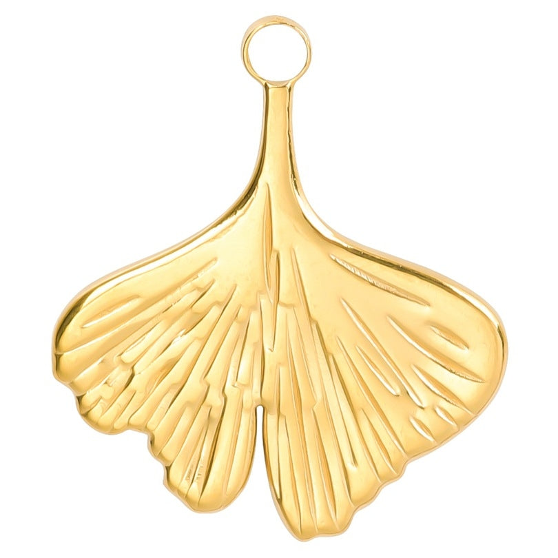 Ginkgo Leaf 18K Gold Plated Stainless Steel Pendant Necklace