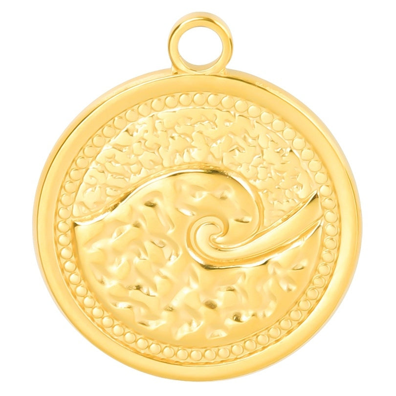 18K Gold Plated Stainless Steel Sea Wave Pendant Necklace